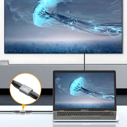 Laptop verbonden met groot scherm via een HDMI-kabel voor heldere beeldweergave