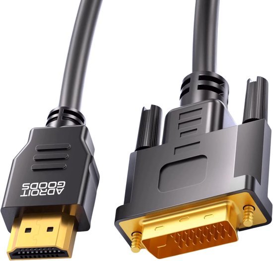 Zwarte AdroitGoods HDMI naar DVI kabel met gouden connectoren voor scherpe signaaloverdracht