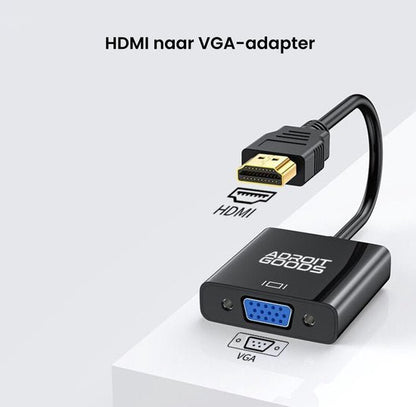 Zwarte AdroitGoods HDMI naar blauwe VGA adapter met kabel voor videoverbinding