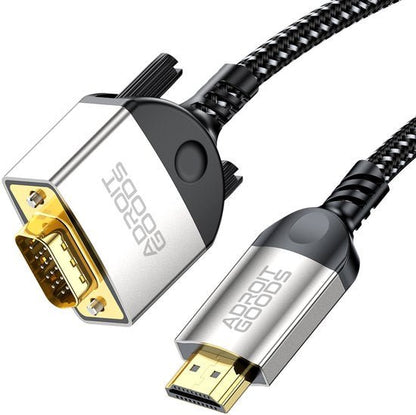 slim ontworpen zwart gevlochten kabel met gouden hdmi en vga connectoren van adroitgoods