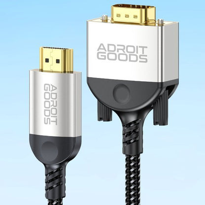 Close-up van twee kabels met metalen connectoren en gevlochten zwarte kabels tegen blauwe achtergrond