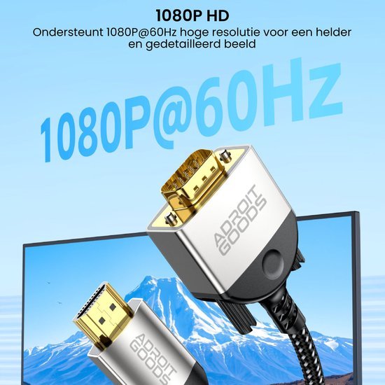 HD video kabel met 1080P resolutie en 60Hz voor helder en gedetailleerd beeld