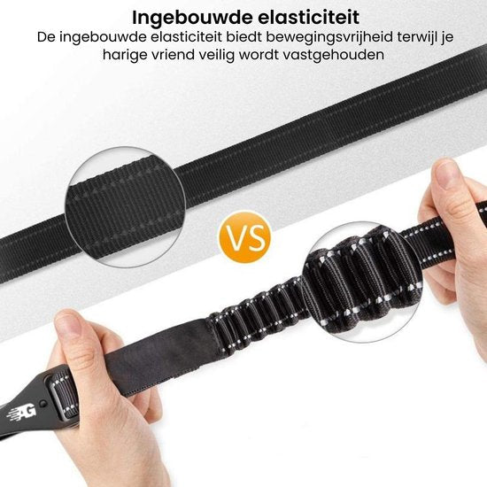 Close-up van twee zwarte riemen met ingebouwde elasticiteit voor veilige bevestiging