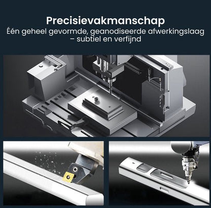 Gedetailleerde close-up van precisiebewerkingsmachines en afwerkingsprocessen van metalen onderdelen.