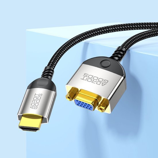 Zwarte hdmi naar vga kabel met gevlochten hoes en metalen connectoren AdroitGoods