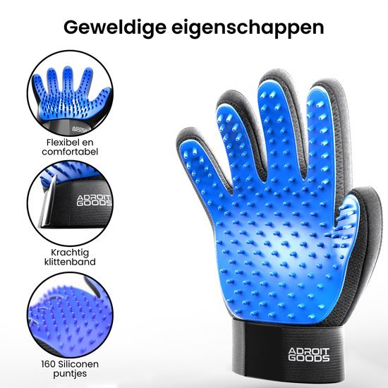 Blauwe handschoen met siliconen nopjes, klittenband en comfortabele pasvorm