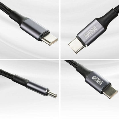 close-up van adroitgoods kabel met usb-c en magneet connector in zilvergrijze behuizing