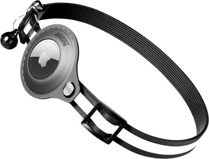 Zwarte verstelbare halsband met houder en bel voor klein apparaatje van AdroitGoods