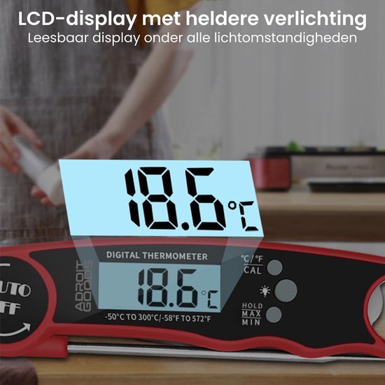 digitaal thermometer met helder lcd-display duidelijk afleesbaar in verschillende lichtomstandigheden