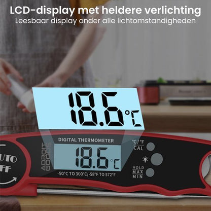 digitaal thermometer met helder lcd-display duidelijk afleesbaar in verschillende lichtomstandigheden