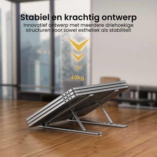 Robuust product met innovatief driehoekig ontwerp voor optimale stabiliteit tot 40 kilogram.