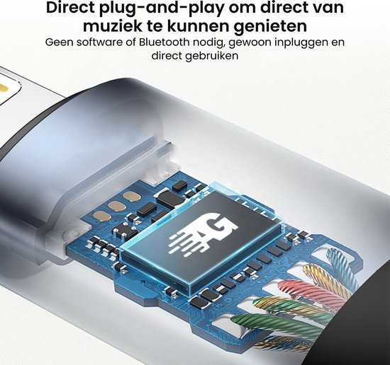Close-up van elektronische printplaat met microchip en kleurrijke bedrading in transparante behuizing