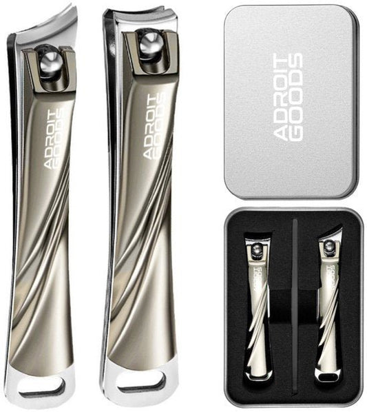 Set van twee stijlvolle metalen nagelknippers met opbergdoos van AdroitGoods