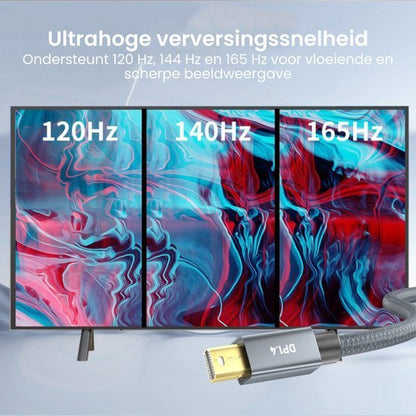 Scherminstellingen met 120 Hz, 140 Hz en 165 Hz voor vloeiende en scherpe beelden