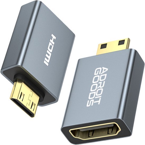 Grijze AdroitGoods adapter voor Micro HDMI naar standaard HDMI met metalen behuizing