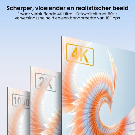 Illustratie van scherper beeld met 4K, 2K en 1080 resoluties en vloeiende kleuren en patronen