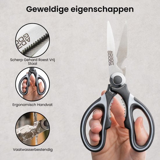 Handschaar met roestvrijstalen blad, ergonomisch handvat en vaatwasmachinebestendig design