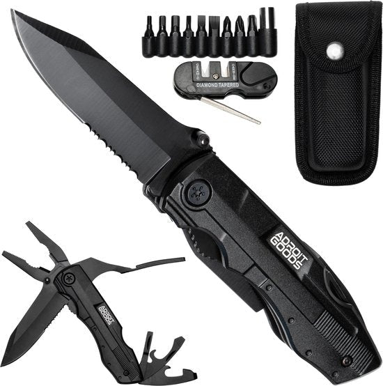 zwarte multifunctionele vouwmes set met verschillende bits en opberghoes van AdroitGoods