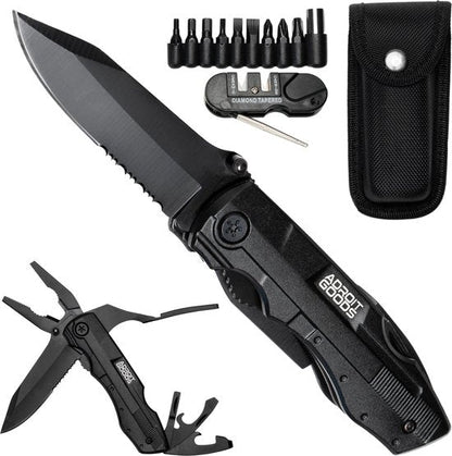 zwarte multifunctionele vouwmes set met verschillende bits en opberghoes van AdroitGoods