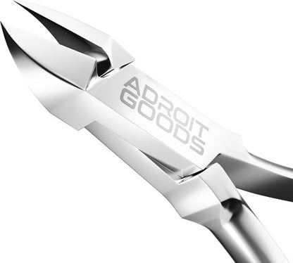 roestvrijstalen tang met scherpe punten en gegraveerd merklogo Adroit Goods