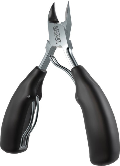 kniptang met zwarte handgrepen en metalen snijkanten voor precisiewerk in de manicure