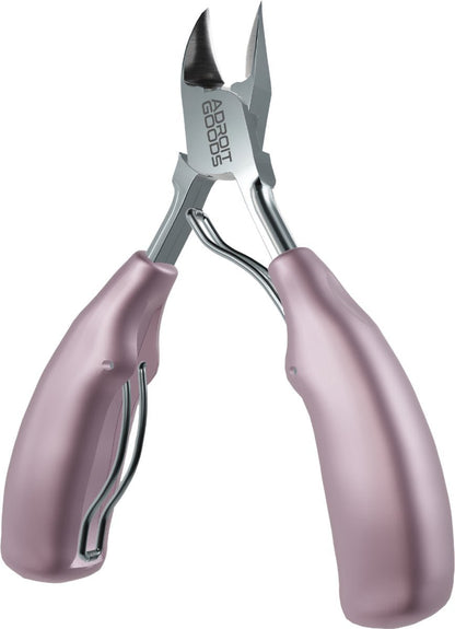Roze handvat nagelknipper met scherp roestvrijstalen snijgedeelte en veermechanisme