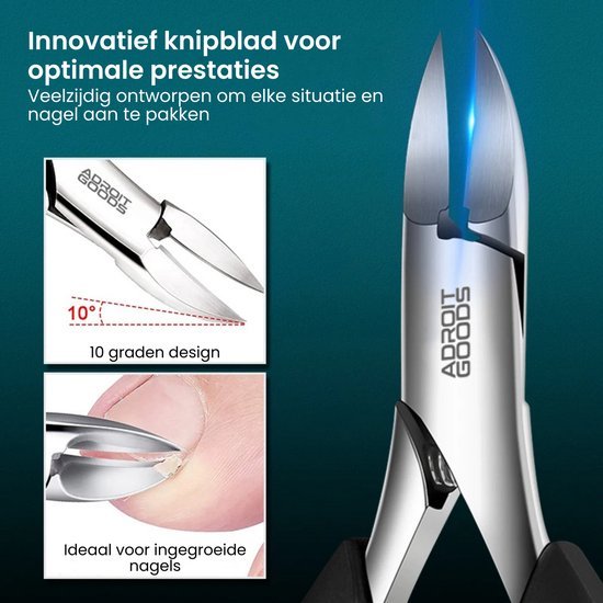 RVS knipblad met 10 graden ontwerp voor perfecte nagelverzorging en ingegroeide nagels