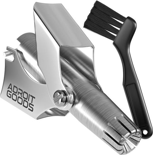 roestvrijstalen apparaat met borsteltje voor het verwijderen van zaden of pulp uit fruit en groenten