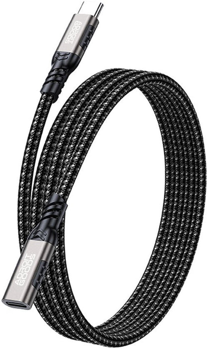 Zwarte gevlochten USB-C-kabel met metalen connectoren en duurzaam ontwerp van AdroitGoods