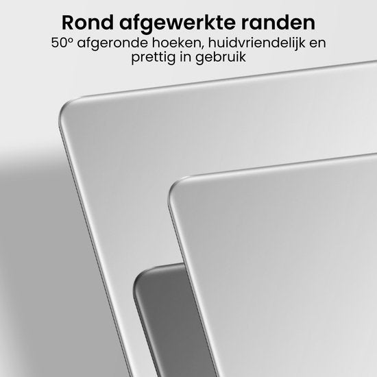 Close-up van drie hoeken met 50 graden afgeronde, huidvriendelijke en comfortabele randen