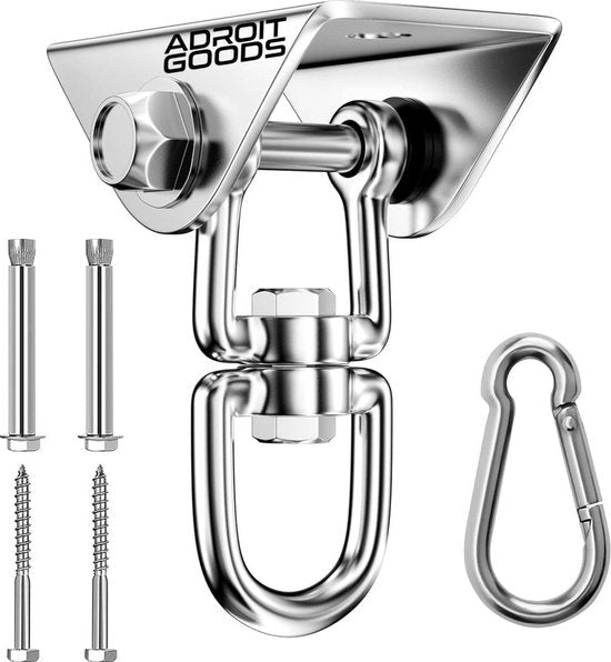 roestvrijstalen draaibare beugel met metalen karabijnhaak en bevestigingsmateriaal