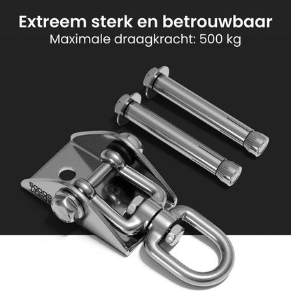 roestvrijstalen bevestigingsset met twee bouten en robuuste sluiting voor hoge draagkracht