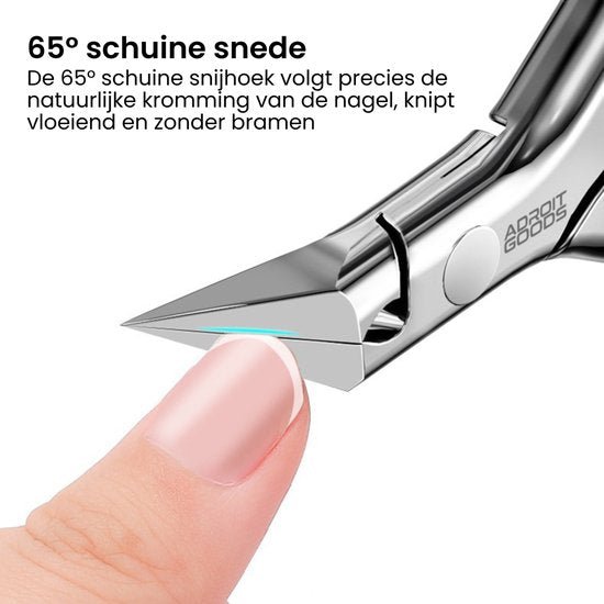 Nagelknipper met 65° schuine snede knipt de nagel nauwkeurig en zonder bramen