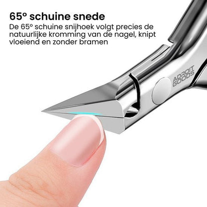 Nagelknipper met 65° schuine snede knipt de nagel nauwkeurig en zonder bramen