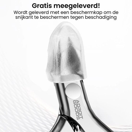 Roestvrijstalen tang met doorzichtige beschermkap om de snijkant te beveiligen tegen schade