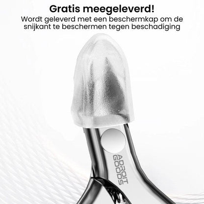 Roestvrijstalen tang met doorzichtige beschermkap om de snijkant te beveiligen tegen schade