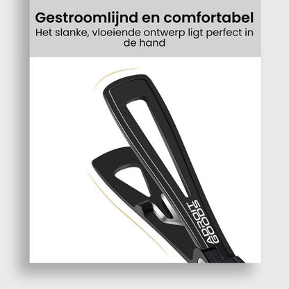 Zwarte, gestroomlijnde en ergonomische schaar met open handgreepontwerp voor comfort