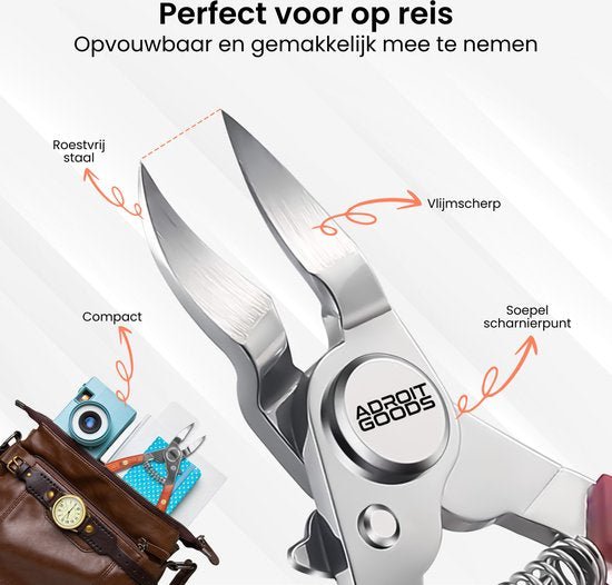 Vouwbare roestvrijstalen schaar met vlijmscherp blad en soepel scharnierpunt voor reizen