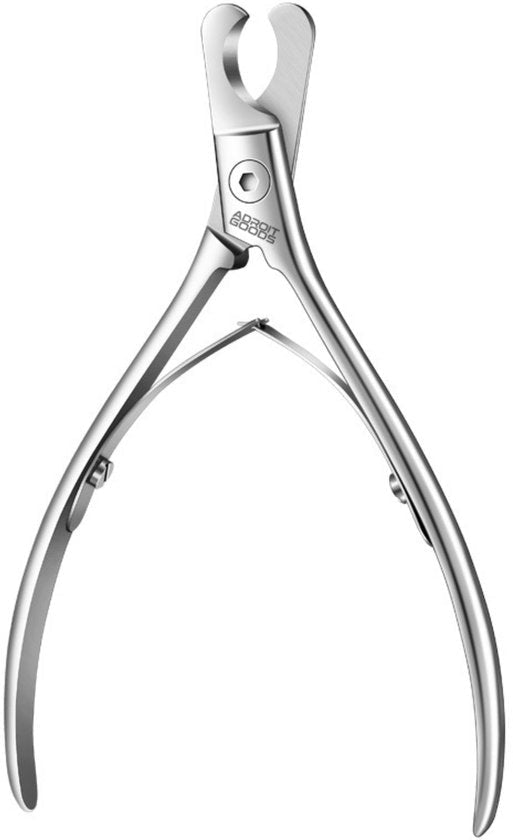 roestvrijstalen nagelriemknipper met gebogen handvat en veermechanisme