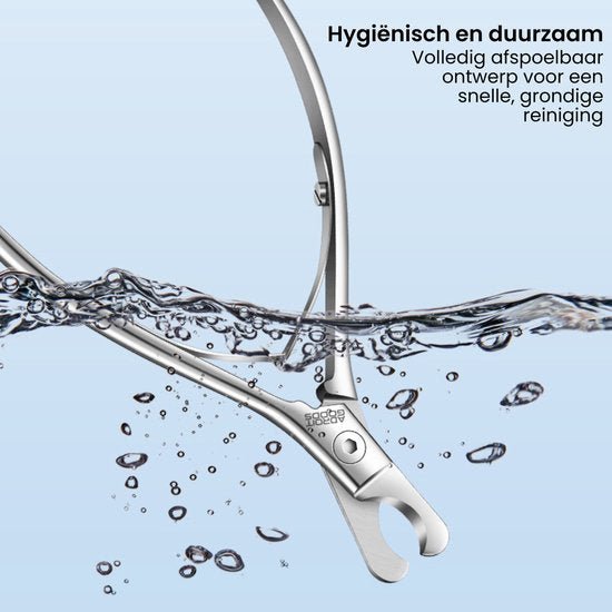 Rvs hulpmiddel met waterdruppels voor eenvoudige en grondige reiniging onder water