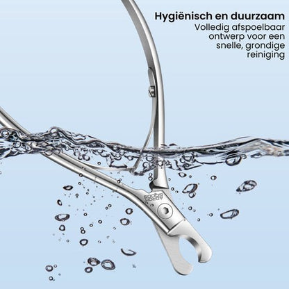 Rvs hulpmiddel met waterdruppels voor eenvoudige en grondige reiniging onder water