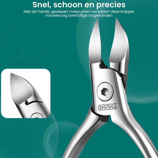 RVS nagelknipper met scherpe, geslepen messen voor precieze verzorging en gladde nagelranden