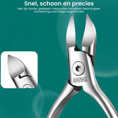 RVS nagelknipper met scherpe, geslepen messen voor precieze verzorging en gladde nagelranden
