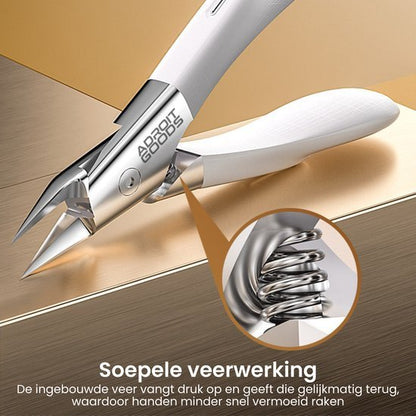 Nagelknipper met veersysteem en ergonomisch wit handvat voor comfortabele grip