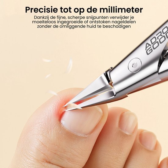 Nauwkeurige, scherpe nagelknipper die ingegroeide en ontstoken nageldelen zacht verwijdert