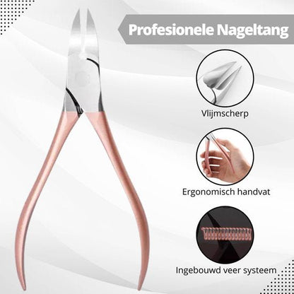 professionele nageltang met vlijmscherpe punten en ergonomisch handvat roze handgreep