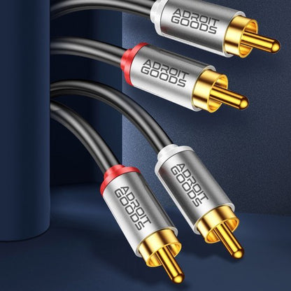 AdroitGoods audiokabels met gouden RCA-connectoren en metalen behuizing, professioneel ontwerp