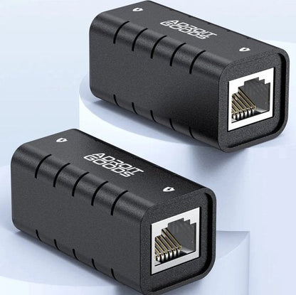 zwarte AdroitGoods ethernet netwerk kabel connector adapters met wit randontwerp