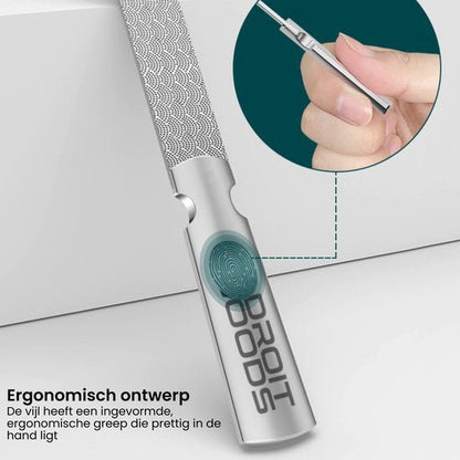 Ergonomisch ontworpen vijl met comfortabele grip en fijn vijloppervlak voor precisiewerk.