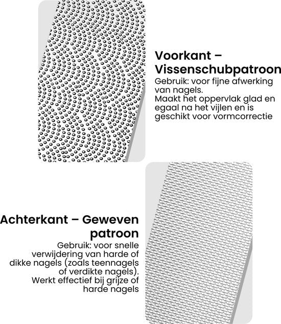 Close-up van visgegrilde voorzijde en geweven achterkant voor nagelverzorging.